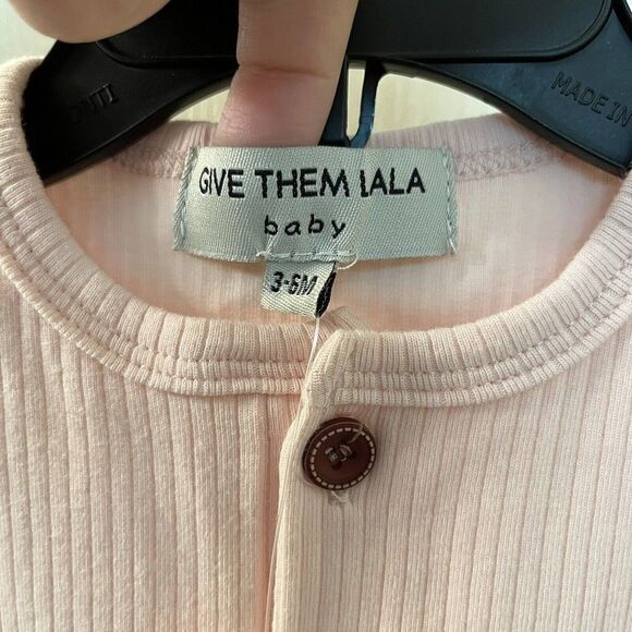 Give Them Lala Baby The Newport One Piece Pink Ribbed Size 3-6 Months NWT - Picture 5 of 7